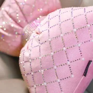 Elegant Pink Bow Lumbar Pillow for Car and Home Use