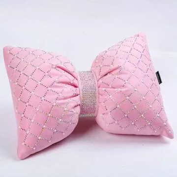 Elegant Pink Bow Lumbar Pillow for Car and Home Use