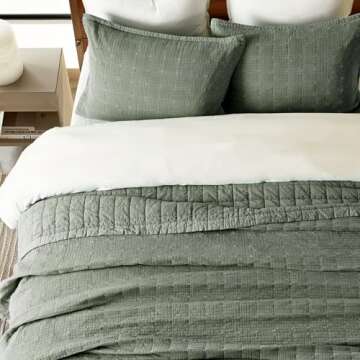 EVERGRACEHOME Stonewashed Cotton Quilt Set King Size - Soft & Elegant Bedding