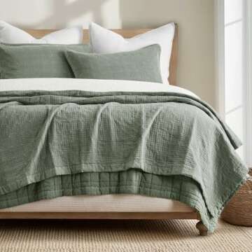 Stylish EVERGRACEHOME Stonewashed Cotton Quilt Set