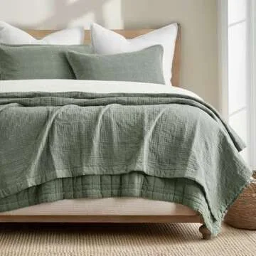 Stylish EVERGRACEHOME Stonewashed Cotton Quilt Set
