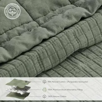 Stylish EVERGRACEHOME Stonewashed Cotton Quilt Set