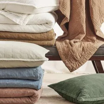 Stylish EVERGRACEHOME Stonewashed Cotton Quilt Set