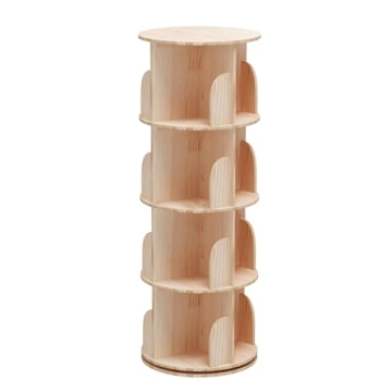 Bear Qiaqia Rotating Bookshelf - Stylish 360° Storage with Large Capacity