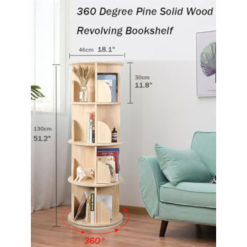 Bear Qiaqia 360° Rotating Bookshelf for Kids & Adults