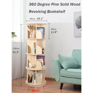 Bear Qiaqia 360° Rotating Bookshelf for Kids & Adults