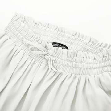 Women White Boho Skirt Summer Flowy Beach Skirt with Pockets White M