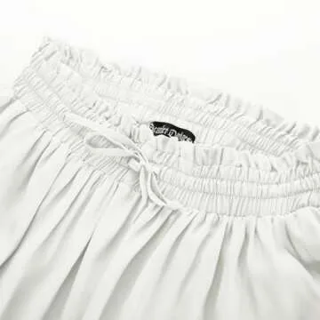 Women White Boho Skirt Summer Flowy Beach Skirt with Pockets White M