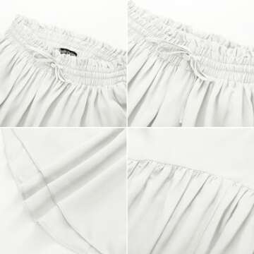 Women White Boho Skirt Summer Flowy Beach Skirt with Pockets White M