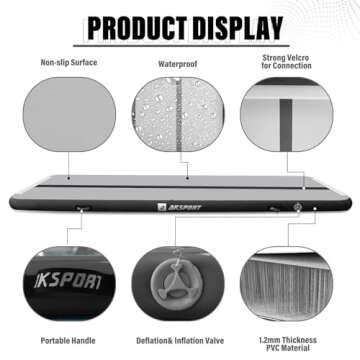 AKSPORT Air Mat Tumble Track 10ft 13ft 16ft 20ft Inflatable Gymnastics Mat Air Tumbling Mat with Air Pump for Home Use/Tumble/Gym/Training/Cheerleading/Yoga