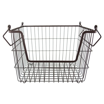 DII Metal Wire Mesh Stackable Utility Storage Bin, Medium Rectangle, 13x11x9", Black