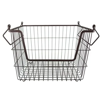 DII Metal Wire Mesh Stackable Utility Storage Bin, Medium Rectangle, 13x11x9", Black