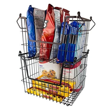 DII Metal Wire Mesh Stackable Utility Storage Bin, Medium Rectangle, 13x11x9", Black