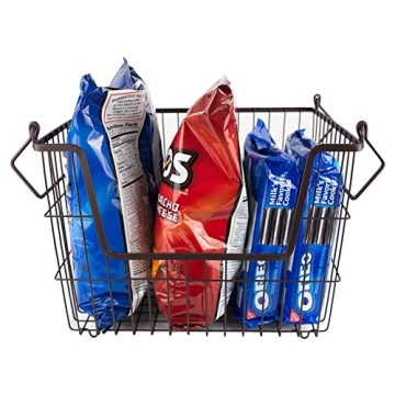 DII Metal Wire Mesh Stackable Utility Storage Bin, Medium Rectangle, 13x11x9", Black