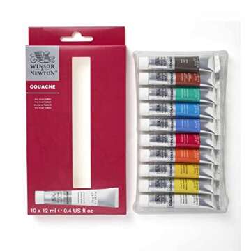 Winsor & Newton Gouache Paint Set, 10 Count, 12ml (0.4-oz) Tubes