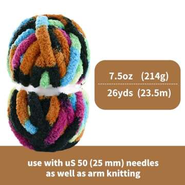 HOMBYS Super Bulky Giant Chunky Yarn for Crocheting,Large Soft Fluffy Yarn,Tie Dye Plush Fuzzy Yarn,...
