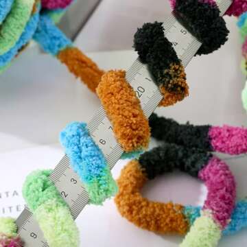 HOMBYS Super Bulky Giant Chunky Yarn for Crocheting,Large Soft Fluffy Yarn,Tie Dye Plush Fuzzy Yarn,Mixed Color Thick Chenille Yarn for Hand Knitting/Arm Knitting,Green Purple,8 Pack