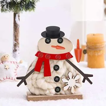 Marrywindix 200 Pieces Christmas Snowman DIY Craft Buttons Kit - 20 Carrot Noses Buttons, 20 Mini Black Magician Hats, 120 Tiny Buttons and 40 Trigeminal Hand for Christmas Party Supplies