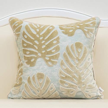 Alerfa 20 x 20 Inch Square Leaf Pillow Embroidery Cut Velvet Cushion Case Luxury Modern Lumbar Throw...