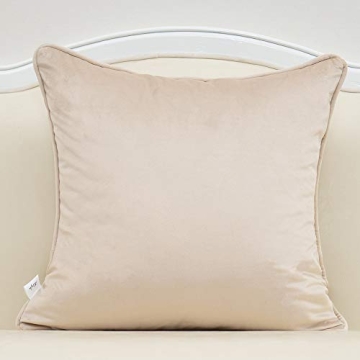Alerfa 20 x 20 Inch Square Leaf Pillow Embroidery Cut Velvet Cushion Case Luxury Modern Lumbar Throw Pillow Cover Decorative Pillow for Couch Sofa Living Room Bedroom Car, Beige