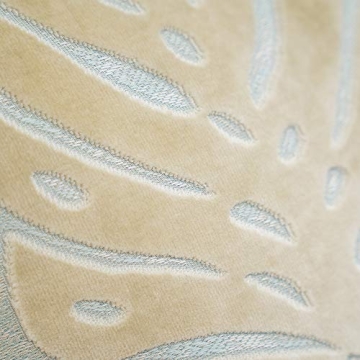 Alerfa 20 x 20 Inch Square Leaf Pillow Embroidery Cut Velvet Cushion Case Luxury Modern Lumbar Throw Pillow Cover Decorative Pillow for Couch Sofa Living Room Bedroom Car, Beige