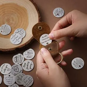 Jack&Chris Pocket Hug Token Long Distance Relationship Keepsake, Double Sided Message Engraved with Leather Keychain, JC65