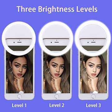 Selfie Light for iPhone & Android，LVYOUIF Portable Clip on Ring Selfie Light Flash with 36 Recharg...
