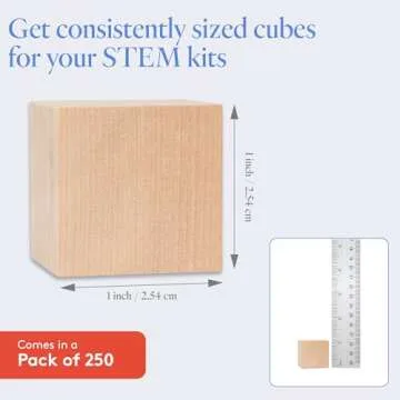 DIY Wood Cubes 1-inch, Pack of 250 Small Wooden Baby Blocks for Baby Shower, Wooden Blocks for Crafts, STEM, Building, and Blank Wooden Dice, by Woodpeckers