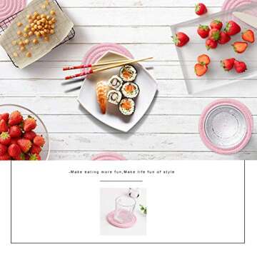 Gracelife 6pcs Cup Mat Pure Cotton Thread Weave Round Drink Hot Pads Mats Set Absorbent Scald-proof Drink Coasters (pink)
