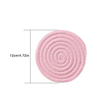 Gracelife 6pcs Cup Mat Pure Cotton Thread Weave Round Drink Hot Pads Mats Set Absorbent Scald-proof Drink Coasters (pink)