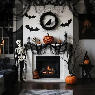 8 Pack Halloween Black Gauze Decor for Spooky Backdrops