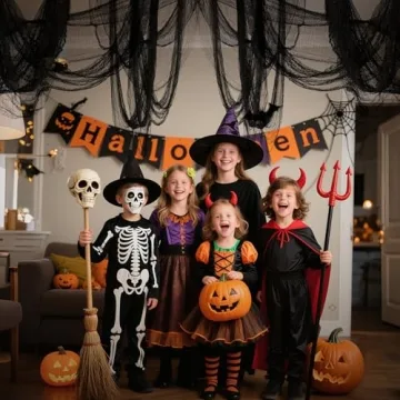 8 Pack Halloween Black Gauze Decor for Spooky Backdrops