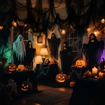 8 Pack Halloween Black Gauze Decor for Spooky Backdrops