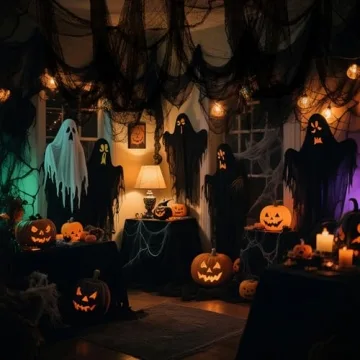 8 Pack Halloween Black Gauze Decor for Spooky Backdrops