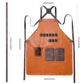 Yhtpouqe Chef Aprons for Men Women. Work Aprons. Heavy Duty Tool Aprons with Cross Back Straps and Multiple Pockets, Size M-XXL