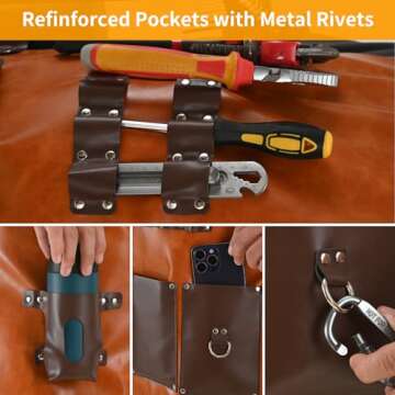 Yhtpouqe Chef Aprons for Men Women. Work Aprons. Heavy Duty Tool Aprons with Cross Back Straps and Multiple Pockets, Size M-XXL