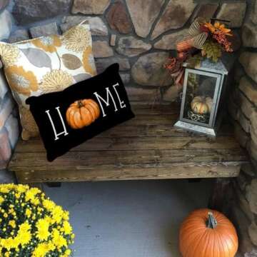AACORS Fall Lumbar Pillow Cover 12x20 Home Pumpkin Decorative Pillow Case Thanksgiving Farmhouse Cushion Case for Sofa Couch