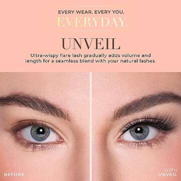 Lilly Lashes Everyday Unveil Natural Lashes, Faux Mink Natural Eyelashes, False Eyelashes Everyday Use, Individual Lashes Reusable up to 20x, No Lash Glue Included (13mm)