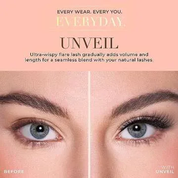 Lilly Lashes Everyday Unveil Natural Lashes, Faux Mink Natural Eyelashes, False Eyelashes Everyday Use, Individual Lashes Reusable up to 20x, No Lash Glue Included (13mm)