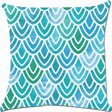 Stylish Blue Geometric Throw Pillow Covers - Set of 4