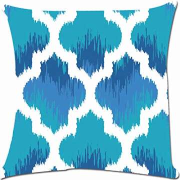 Stylish Blue Geometric Throw Pillow Covers - Set of 4