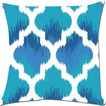 Stylish Blue Geometric Throw Pillow Covers - Set of 4