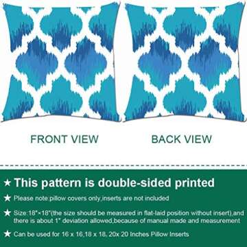 Stylish Blue Geometric Throw Pillow Covers - Set of 4