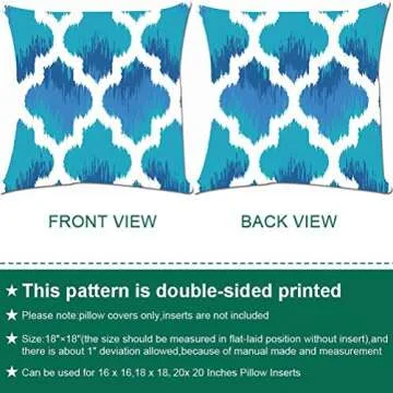 Stylish Blue Geometric Throw Pillow Covers - Set of 4