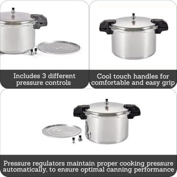 Mirro 92116 Polished Aluminum 5 / 10 / 15-PSI Pressure Cooker / Canner Cookware, 16-Quart, Silver