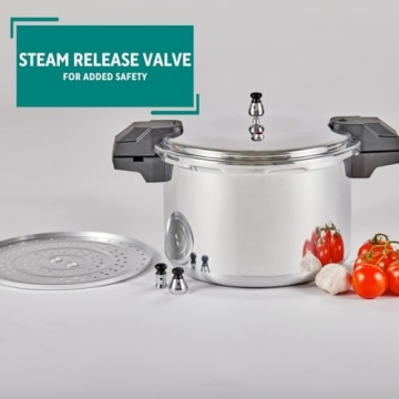 Mirro 92116 Polished Aluminum 5 / 10 / 15-PSI Pressure Cooker / Canner Cookware, 16-Quart, Silver