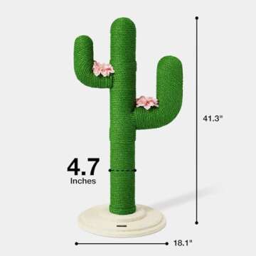 VETRESKA Cat Scratching Post, Cactus Cat Scratch Posts for Indoor Adult Cats Kittens, 41.3 Inches La...