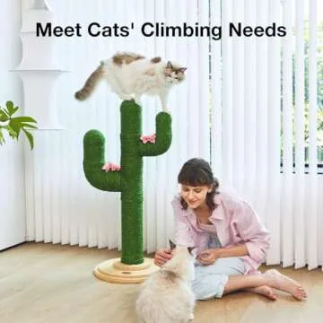 VETRESKA Cat Scratching Post, Cactus Cat Scratch Posts for Indoor Adult Cats Kittens, 41.3 Inches Large Sisal Cat Scratcher, Extra Large Sisal Cat Scratcher, Durable Cat Scratch Tree for Active Cats