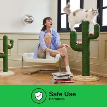 VETRESKA Cat Scratching Post, Cactus Cat Scratch Posts for Indoor Adult Cats Kittens, 41.3 Inches Large Sisal Cat Scratcher, Extra Large Sisal Cat Scratcher, Durable Cat Scratch Tree for Active Cats