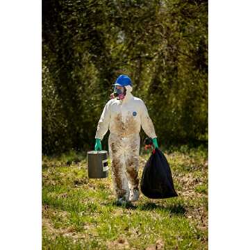 Dupont TY127S Tyvek Protective Coverall with Hood with Safety Instructions, Elastic Cuff, L, White (...